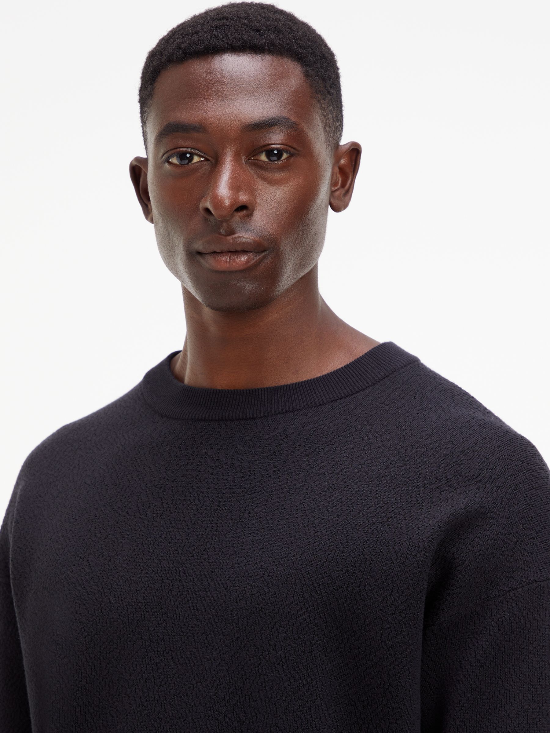 Calvin Klein Comfort Cotton Blend Jumper, Ck Black at John Lewis & Partners