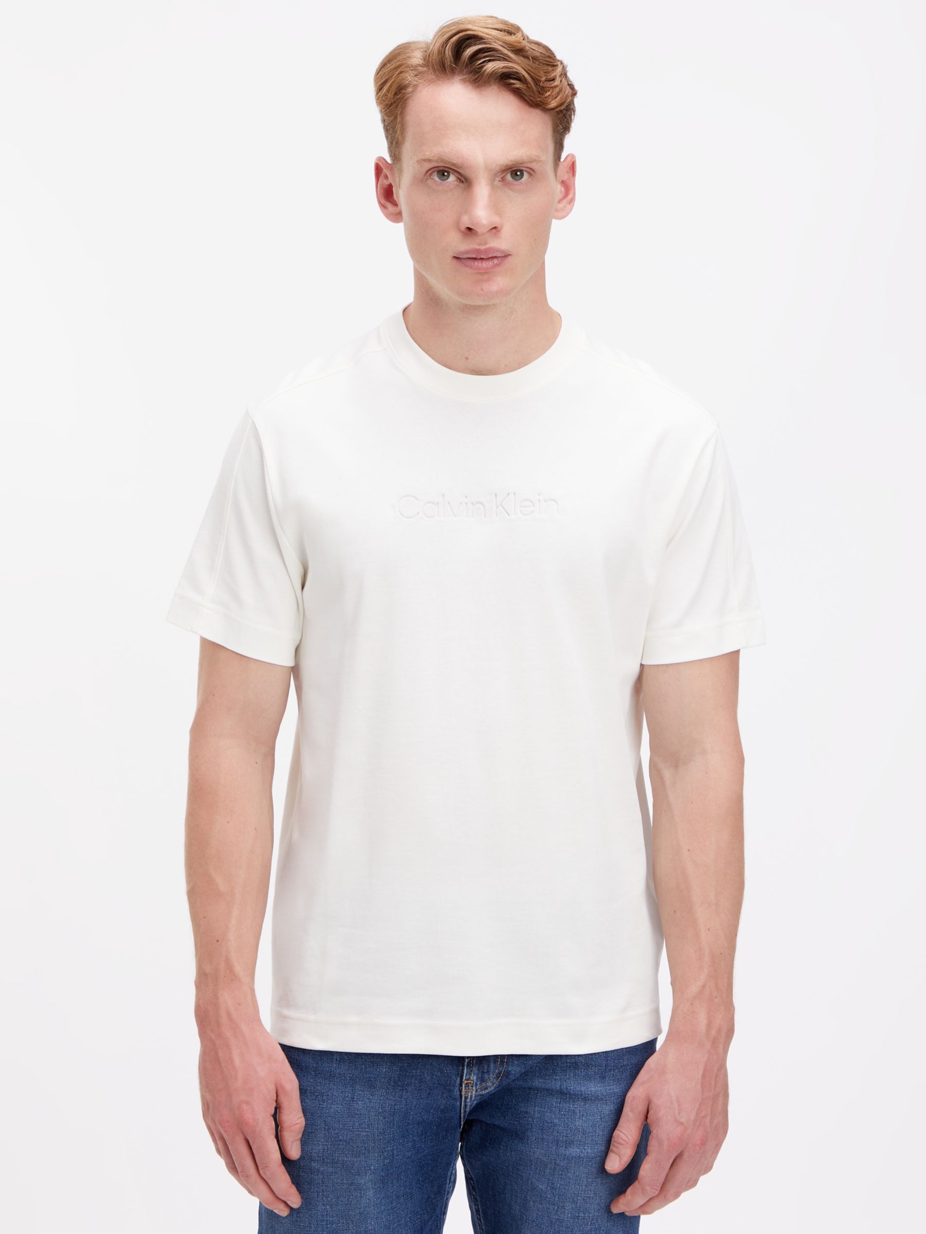 Calvin Klein Comfort Logo T-Shirt, Egret at John Lewis & Partners