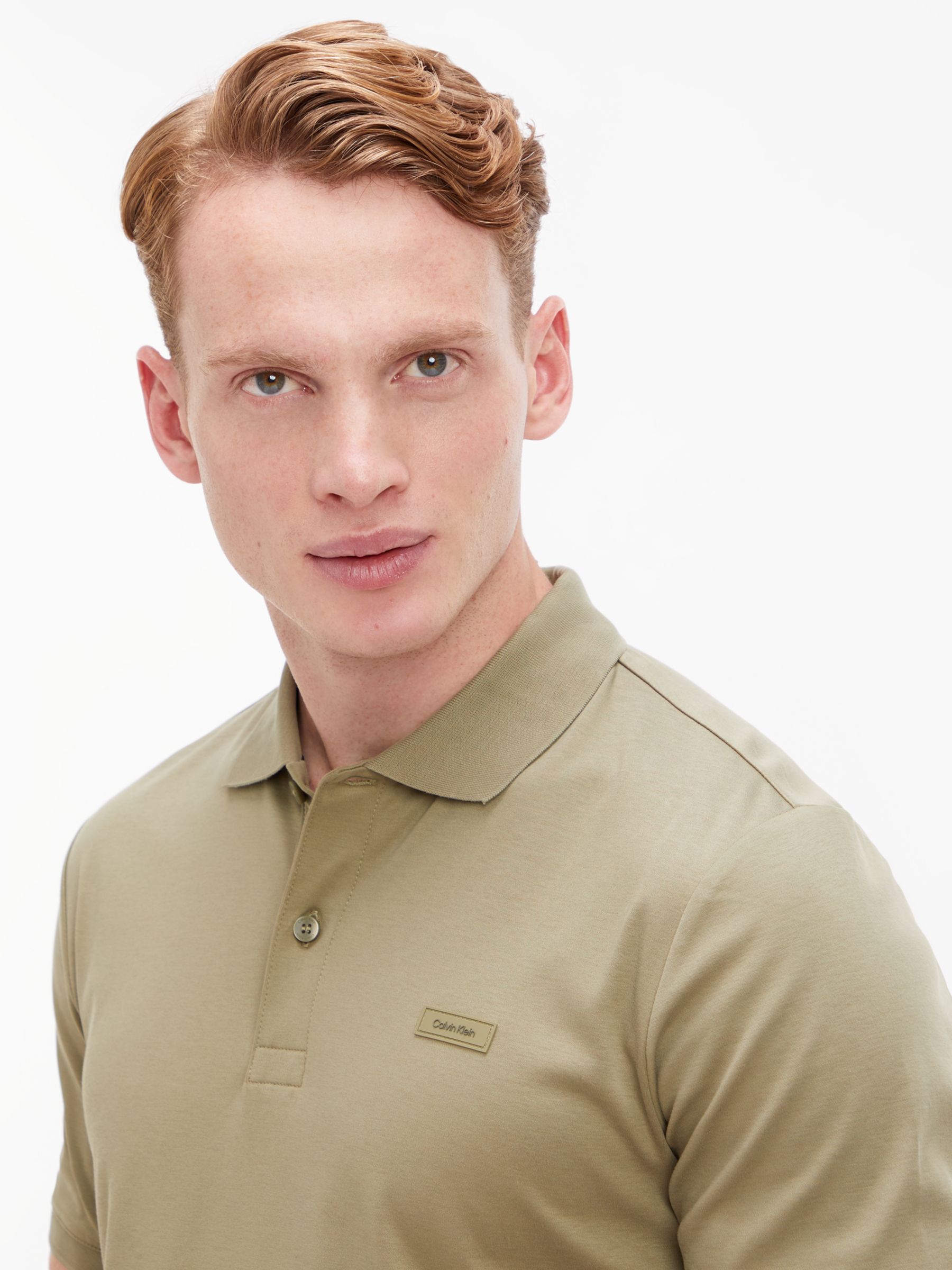 Calvin Klein Slim Fit Polo Shirt, Delta Green at John Lewis & Partners