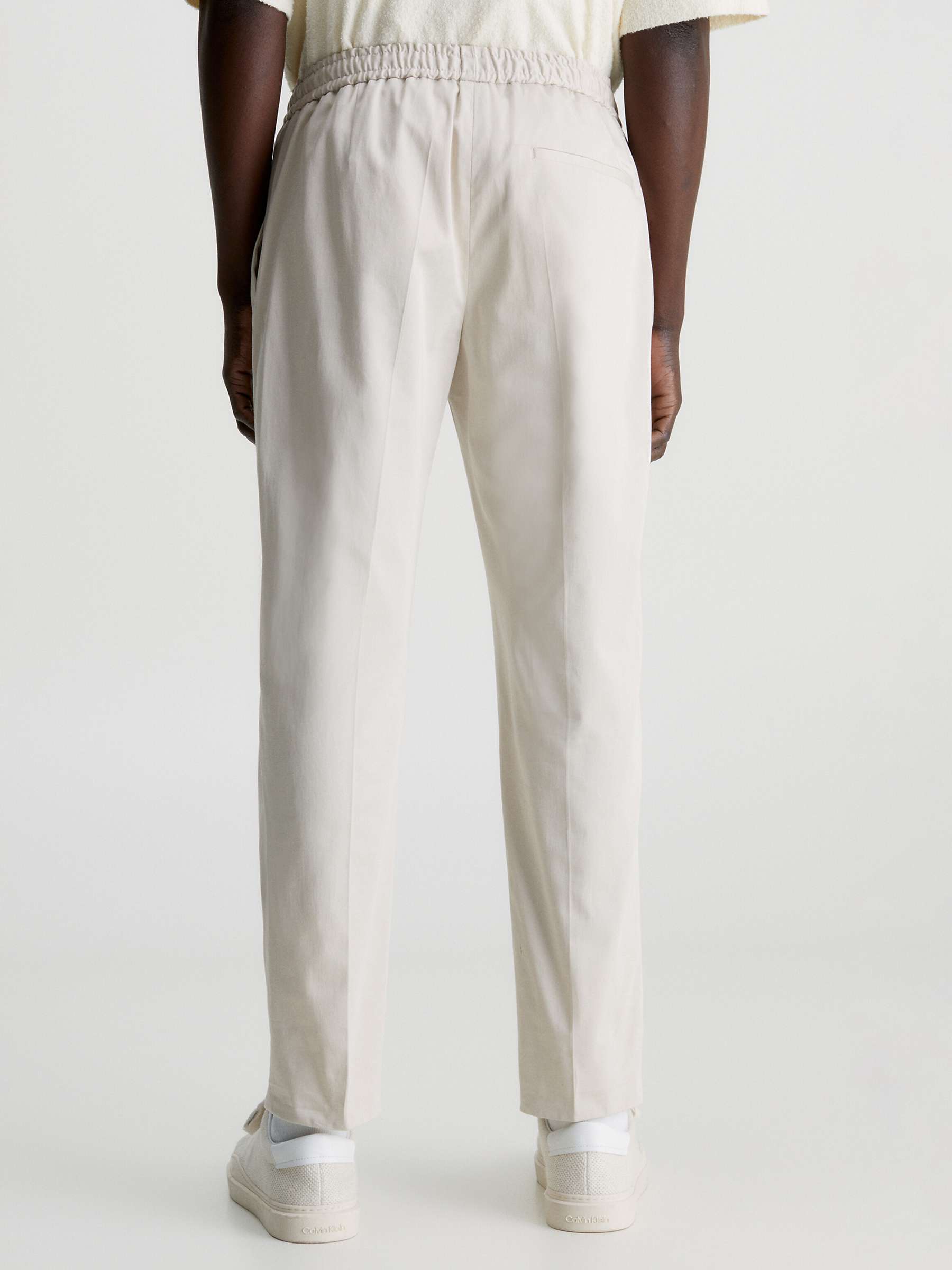 Buy Calvin Klein Stretch Sateen Jogger Trousers, Stony Beige Online at johnlewis.com
