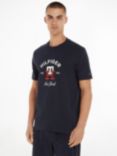 Tommy Hilfiger Curved Monogram Cotton T-shirt, Desert Sky