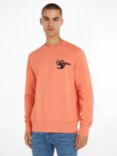 Tommy Hilfiger Cotton Graphic Crew Neck Jumper, Peach Dusk