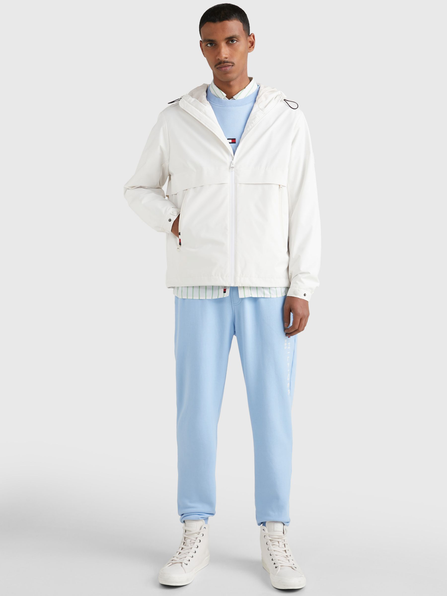 Tommy Hilfiger Protect Sail Hooded Jacket, Weathered White at John ...