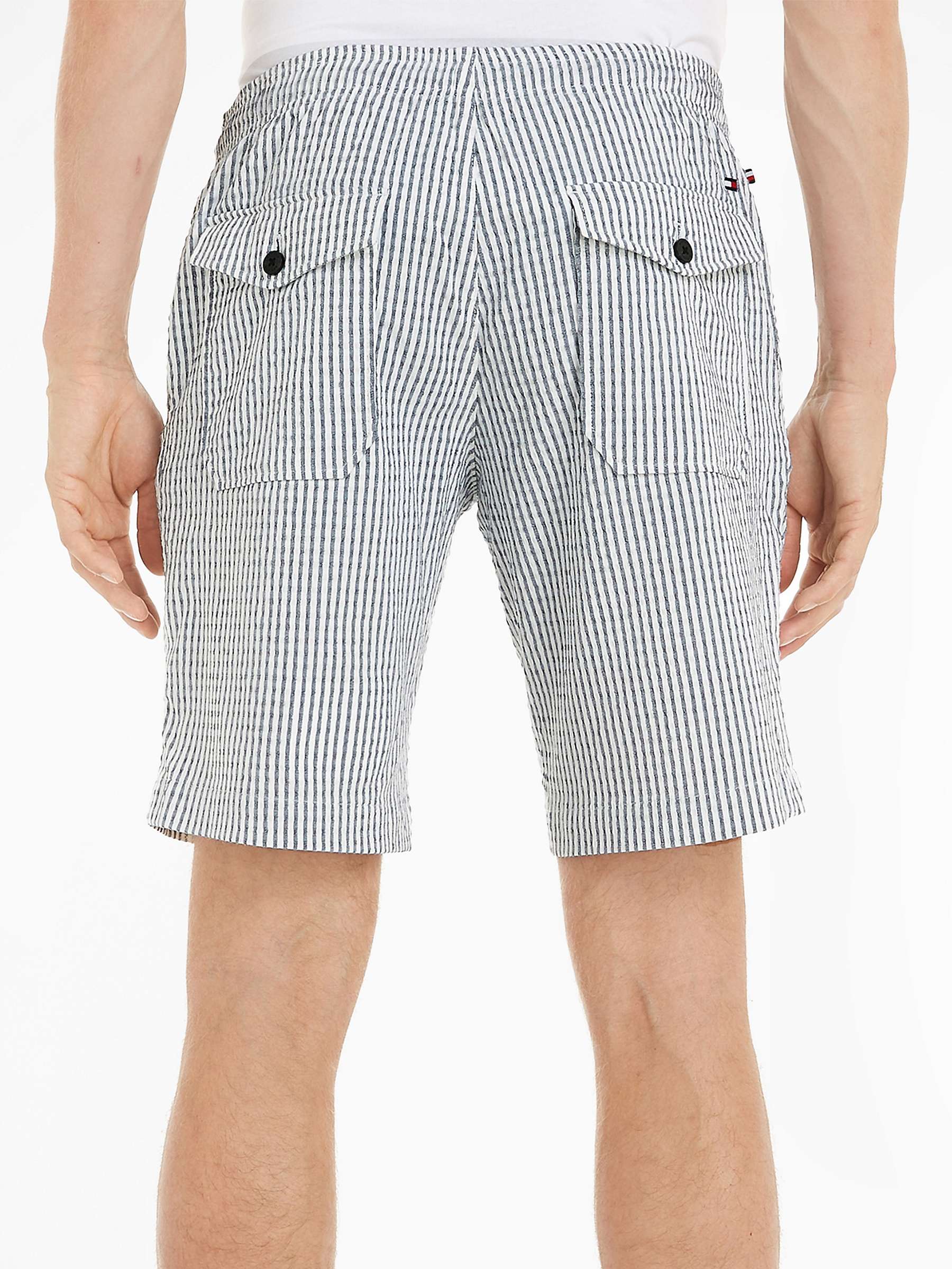 Tommy Hilfiger Harlem Seersucker Stripe Shorts, Aegean Sea/White at John  Lewis & Partners