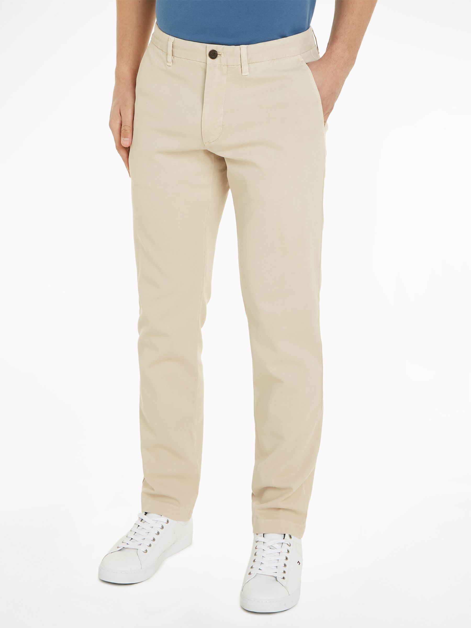 Tommy Hilfiger Denton Cotton Chinos, Bleached Stone at John Lewis ...