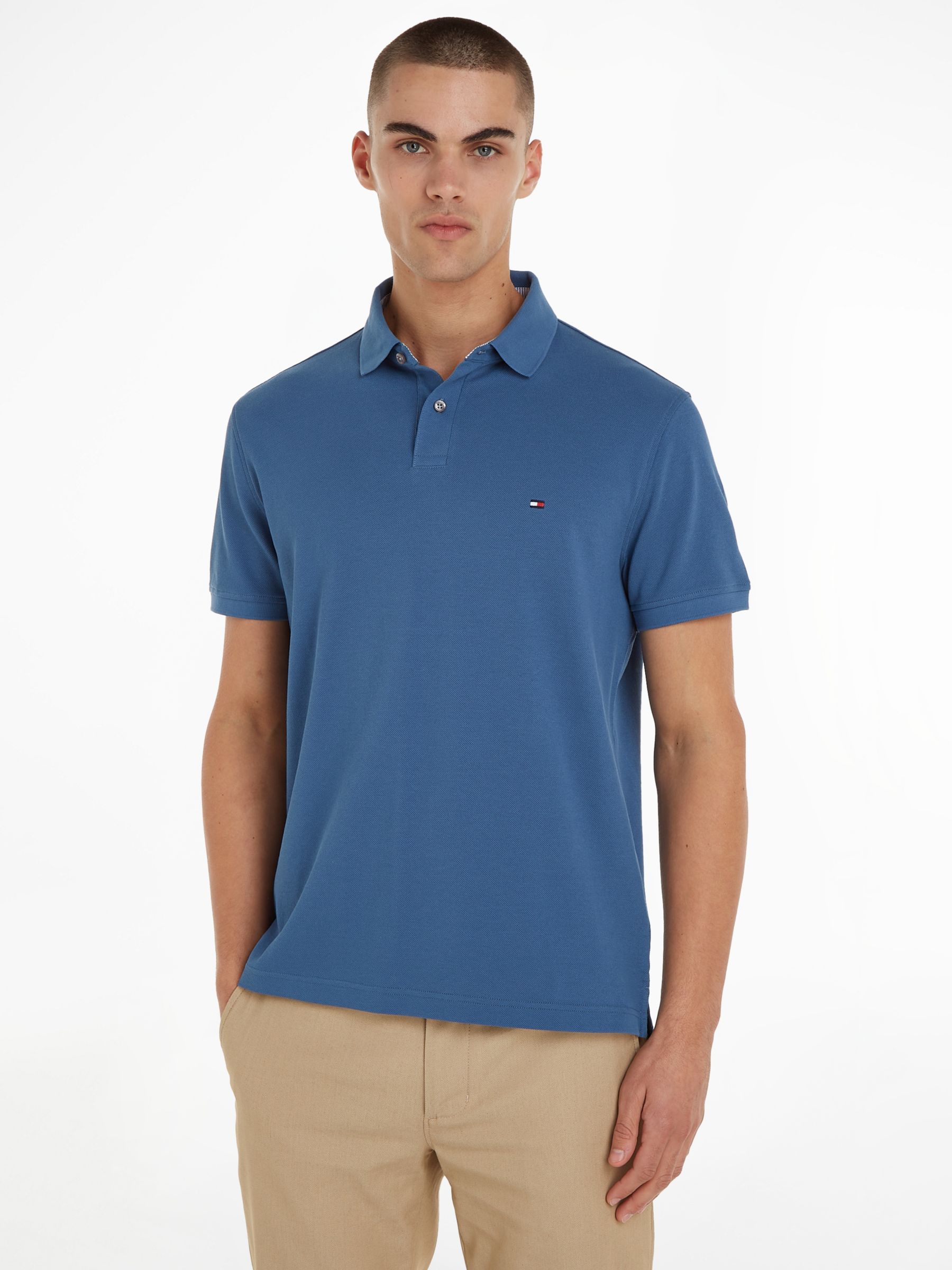 Tommy Hilfiger Organic Cotton Blend Polo Shirt, Blue Coast at John Lewis &  Partners