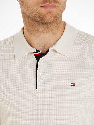 Tommy Hilfiger Textured Organic Cotton Spring Polo Shirt, Weathered White