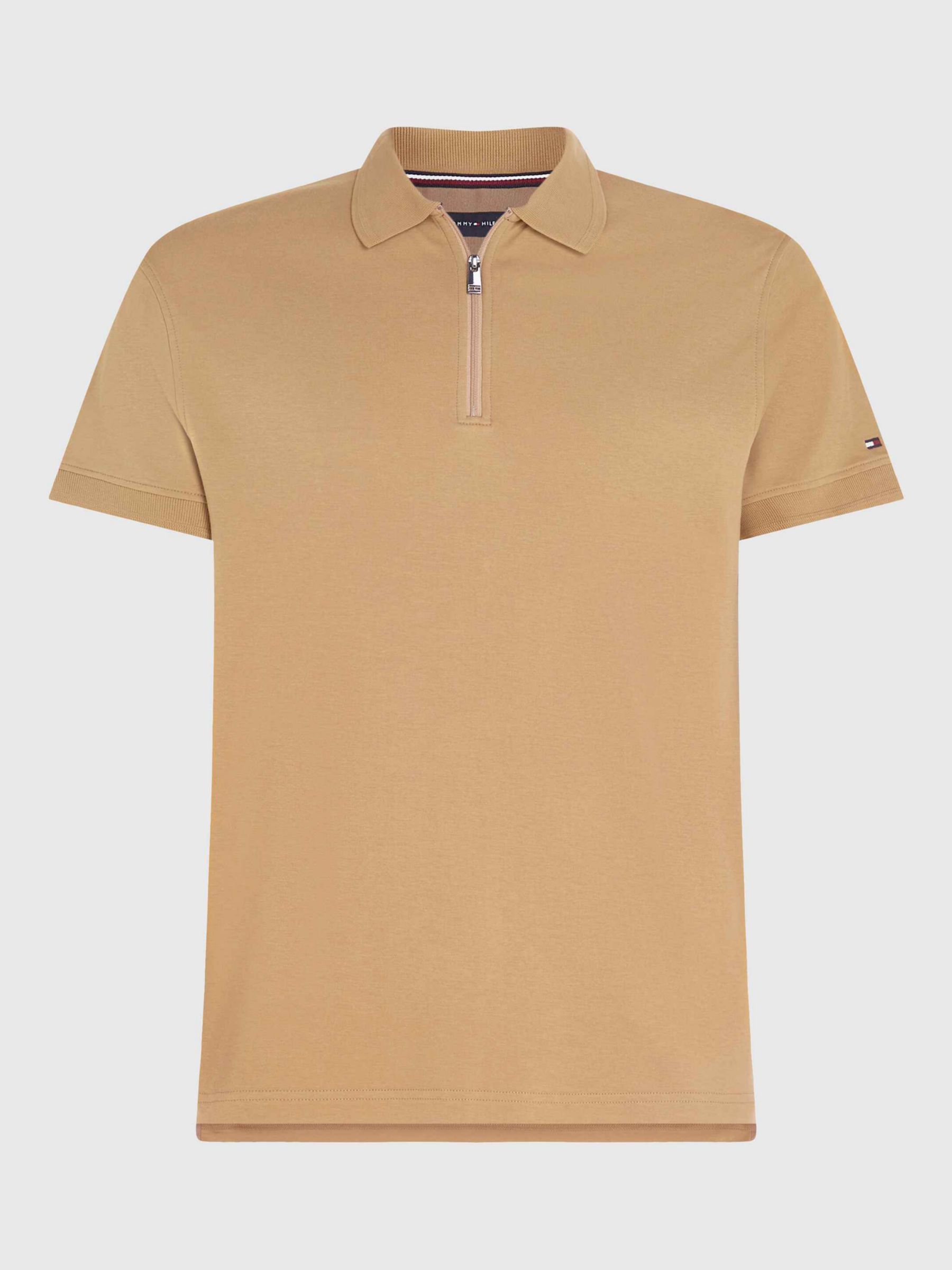 Tommy Hilfiger Zip Neck Slim Fit Polo Shirt, Countryside Khaki, XS