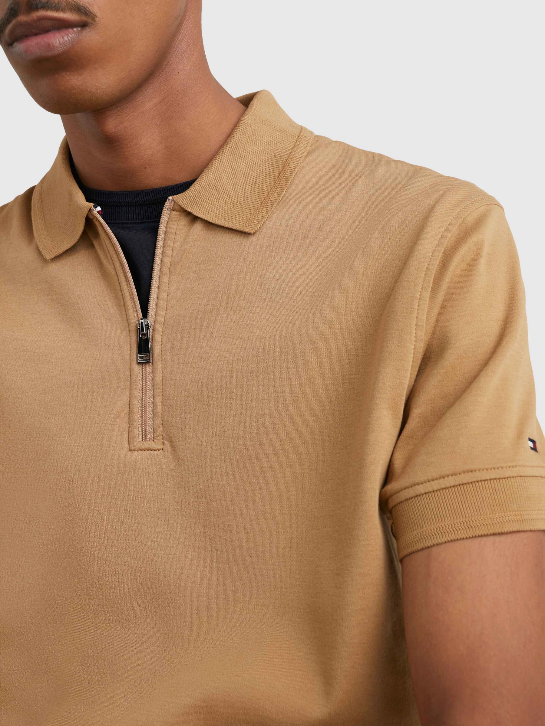 Tommy Hilfiger Zip Neck Slim Fit Polo Shirt, Countryside Khaki, XS