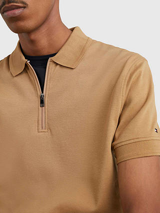 Tommy Hilfiger Zip Neck Slim Fit Polo Shirt, Countryside Khaki