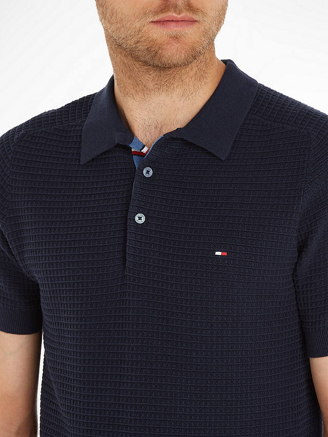 Tommy Hilfiger Textured Organic Cotton Spring Polo Shirt, Desert Sky