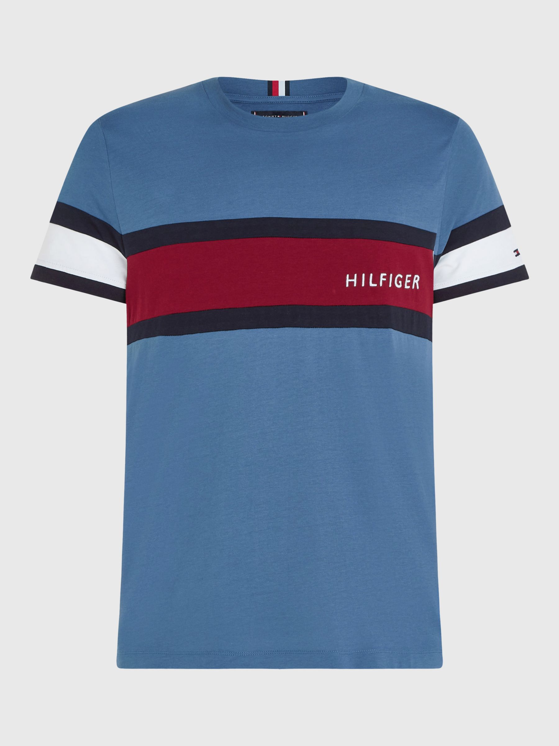 Tommy Hilfiger Colourblock Crew Neck T-Shirt, Blue Coast, XS