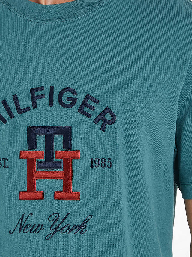 Tommy Hilfiger Curved Monogram Cotton T-shirt, Frosted Green