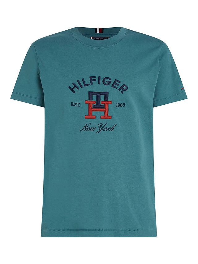 Tommy Hilfiger Curved Monogram Cotton T-shirt, Frosted Green