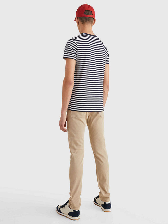 Tommy Hilfiger Stretch Slim Fit Stripe T-Shirt, Desert Sky/White