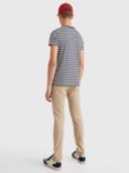 Tommy Hilfiger Stretch Slim Fit Stripe T-Shirt, Desert Sky/White