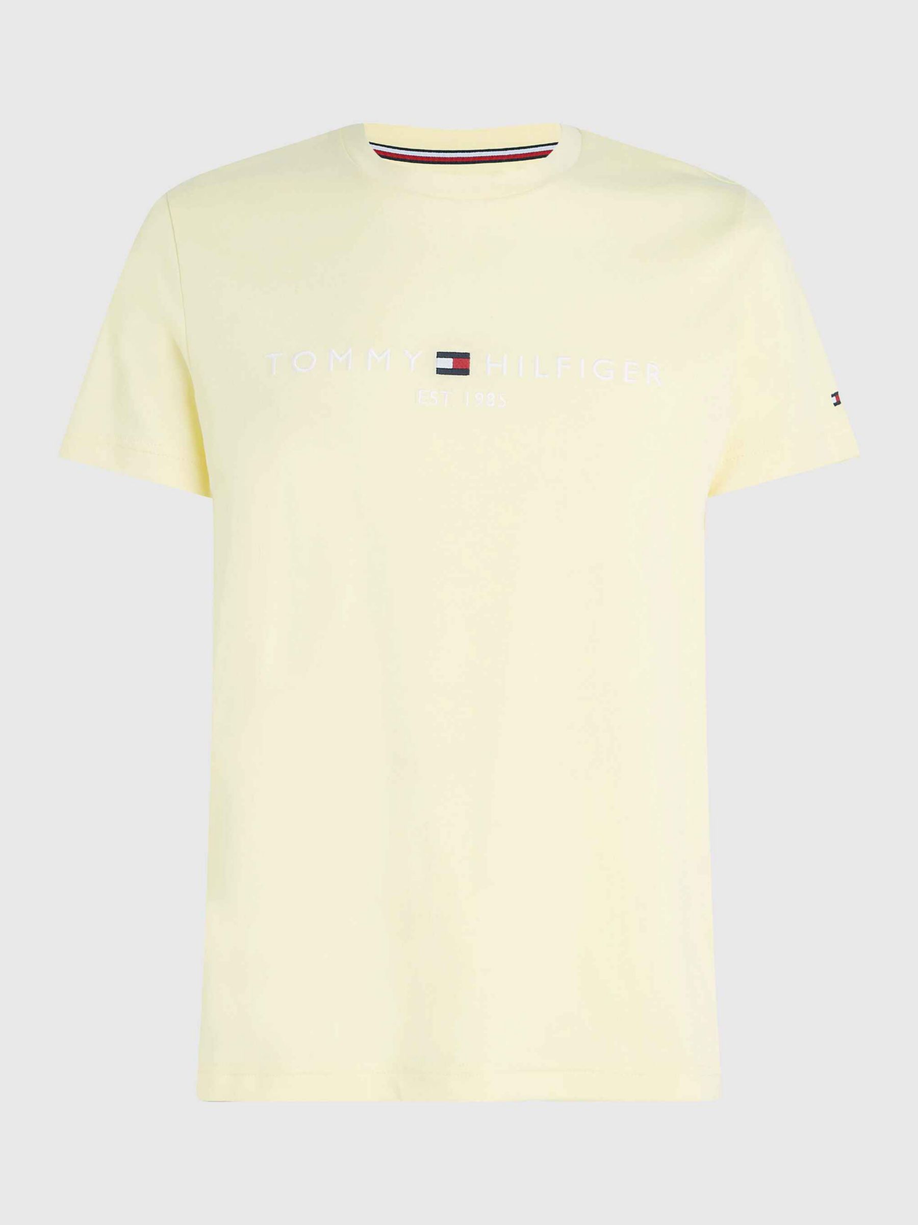 Tommy Hilfiger Flag Logo Crew Neck T-Shirt, Yellow Mist, L