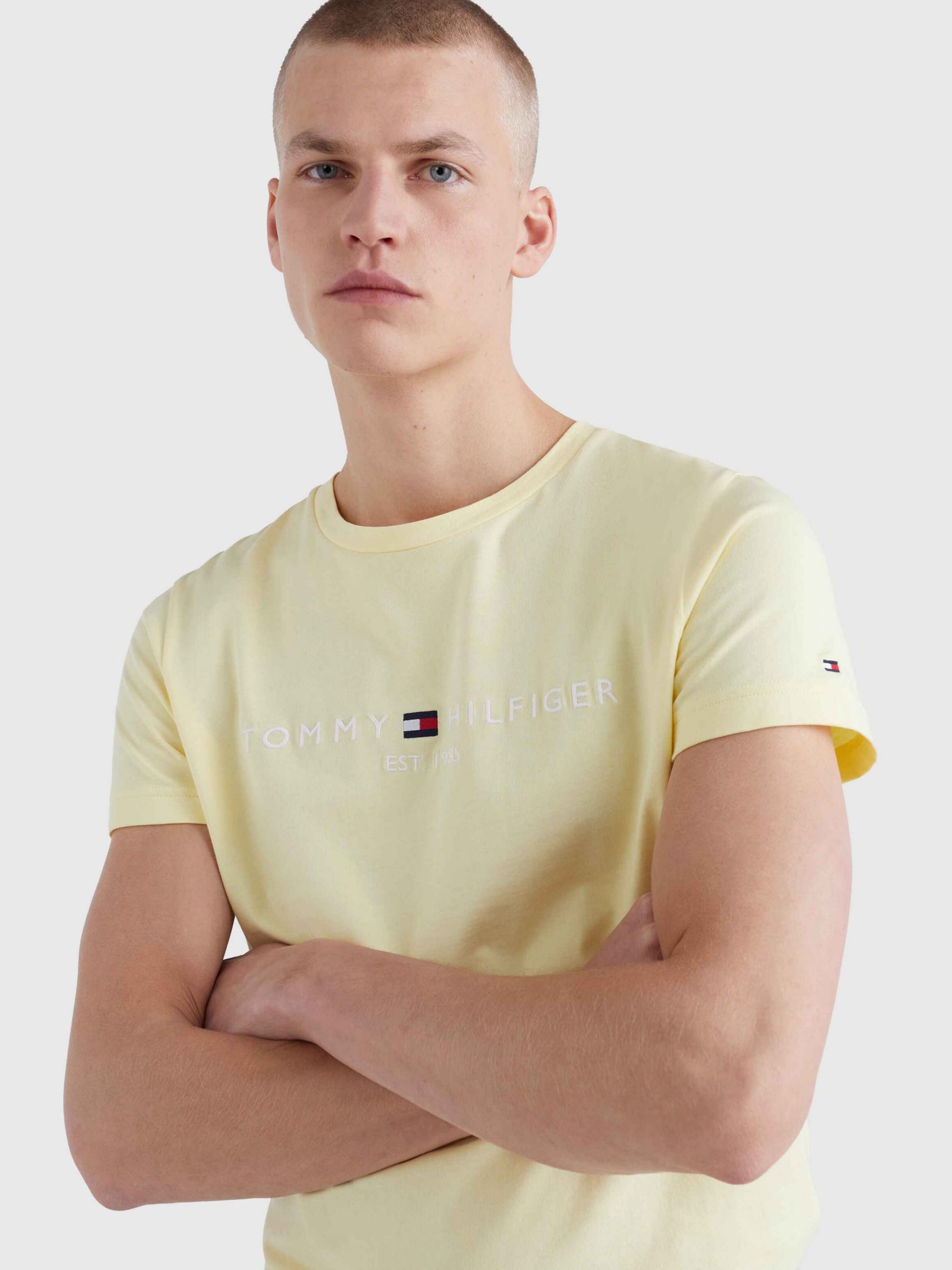 Tommy Hilfiger Flag Logo Crew Neck T-Shirt, Yellow Mist, L