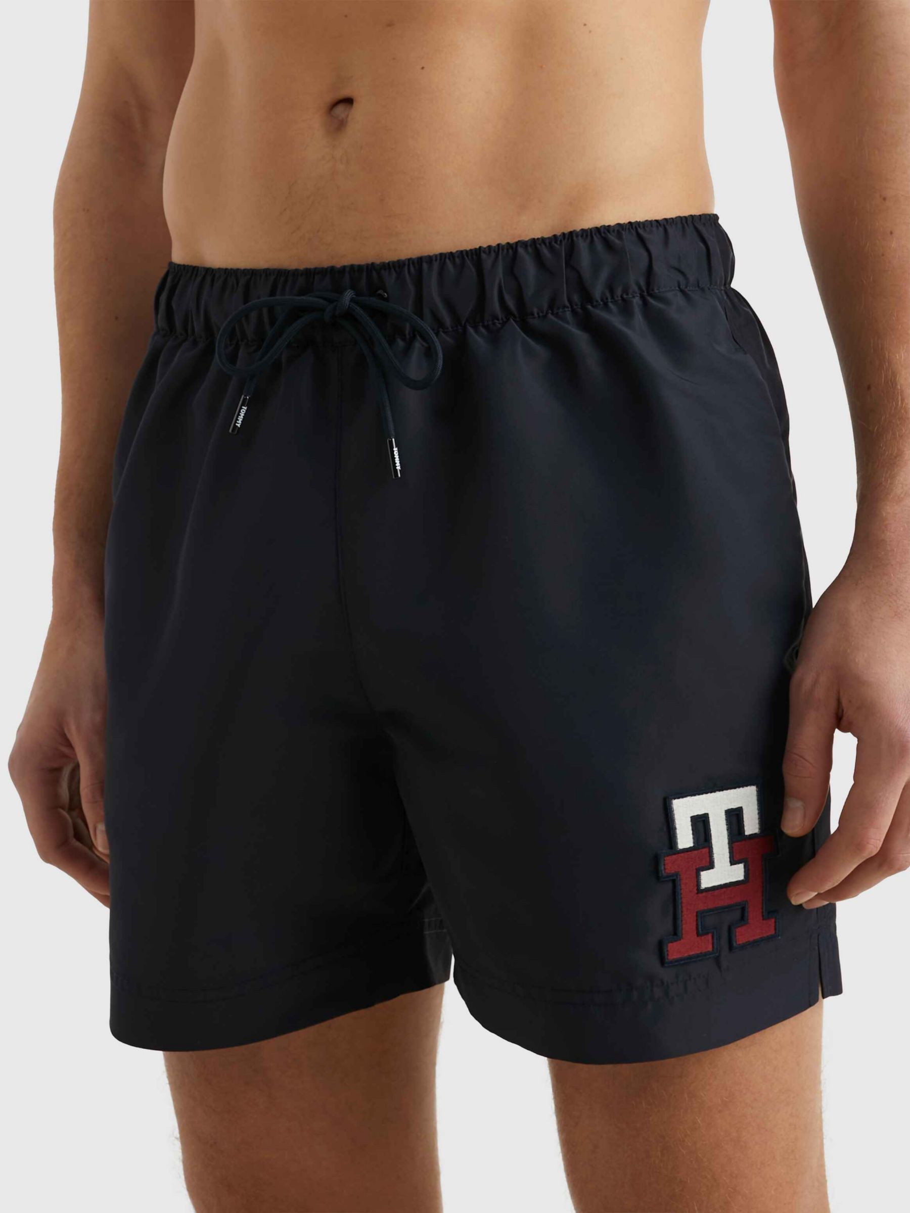 Tommy Hilfiger Recycled Poly Logo Graphic Swim Shorts, Msw Monogram Beige  at John Lewis & Partners