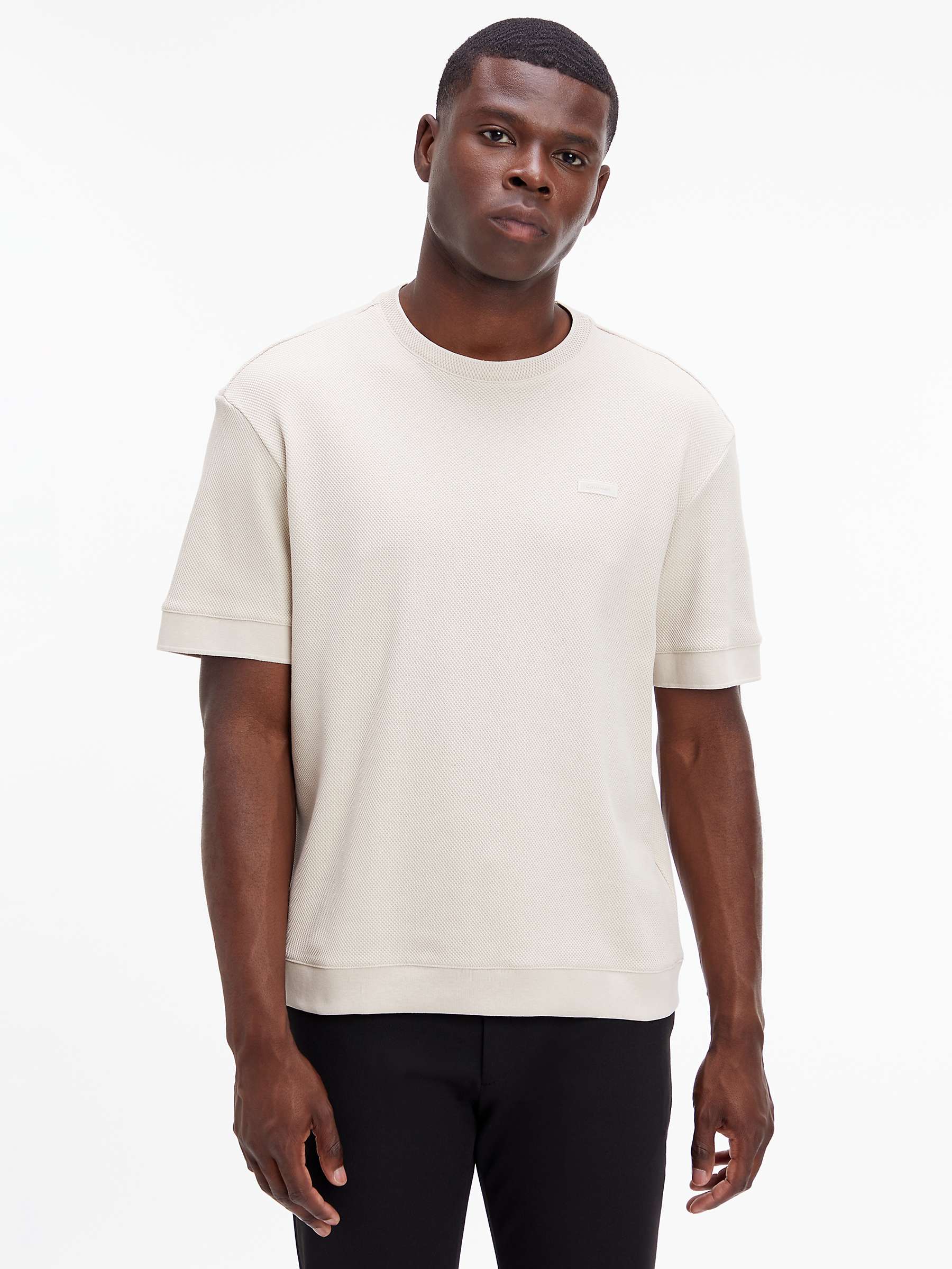 Buy Calvin Klein Heavy Pique Modern Comfort T-Shirt, Stony Beige Online at johnlewis.com