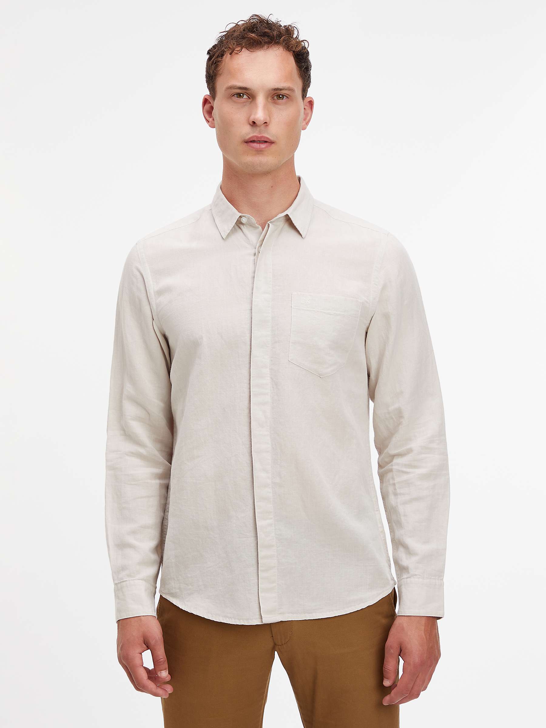 Calvin Klein Regular Fit Shirt, Stony Beige at John Lewis & Partners
