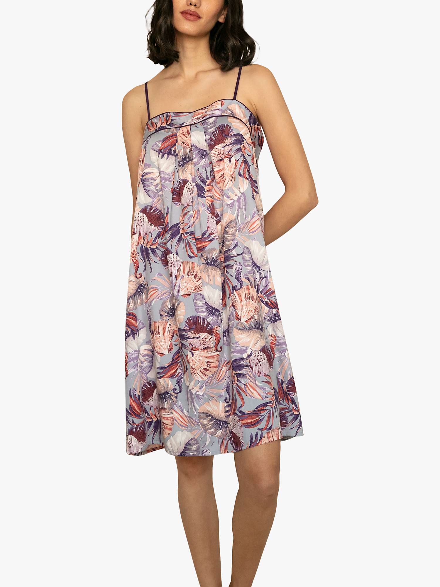 Buy Fable & Eve Wimbledon Sea Horse Print Strappy Chemise, Lilac Online at johnlewis.com