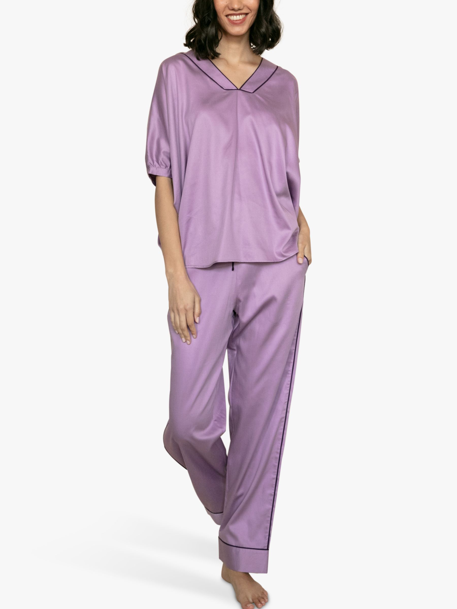 Fable & Eve Silky Pyjama Set, Lilac at John Lewis & Partners