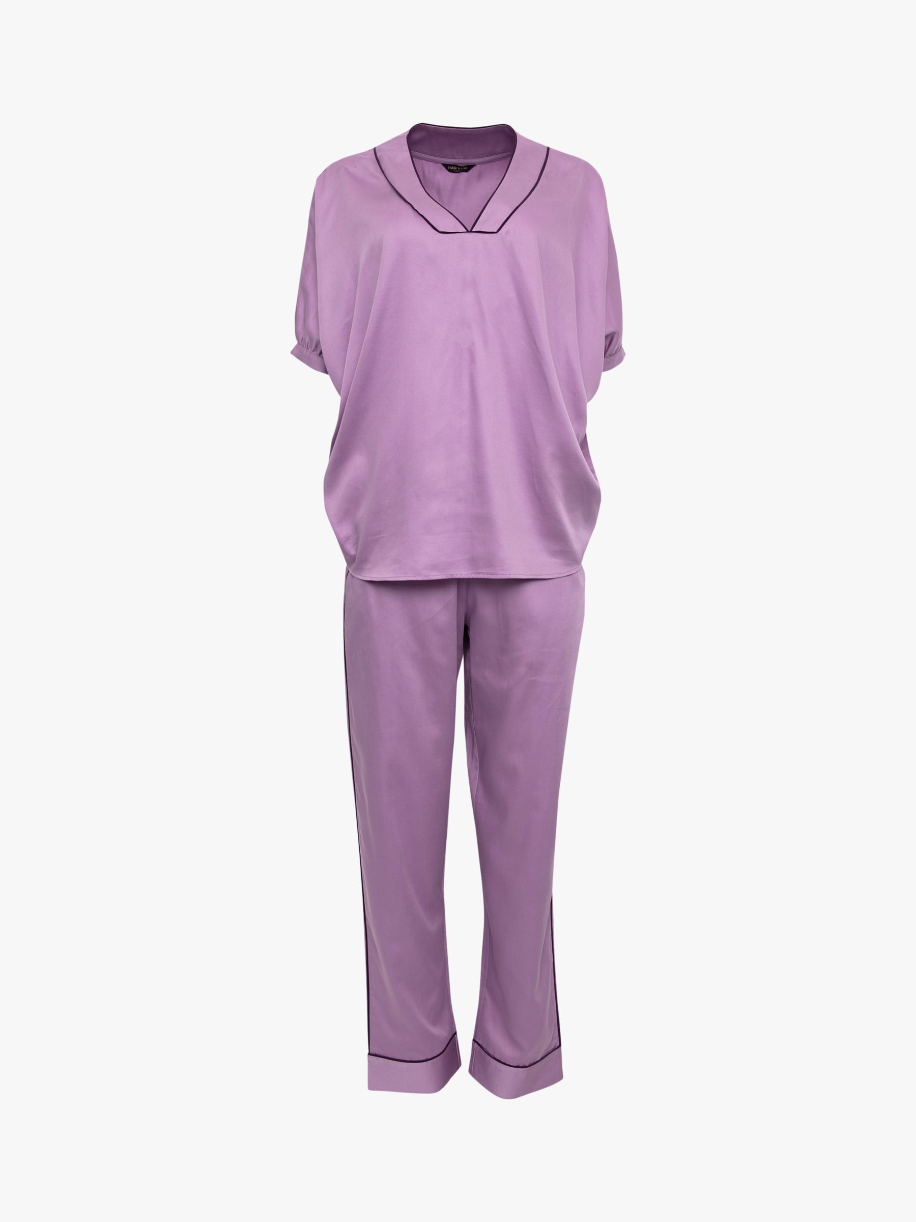 Fable & Eve Silky Pyjama Set, Lilac at John Lewis & Partners