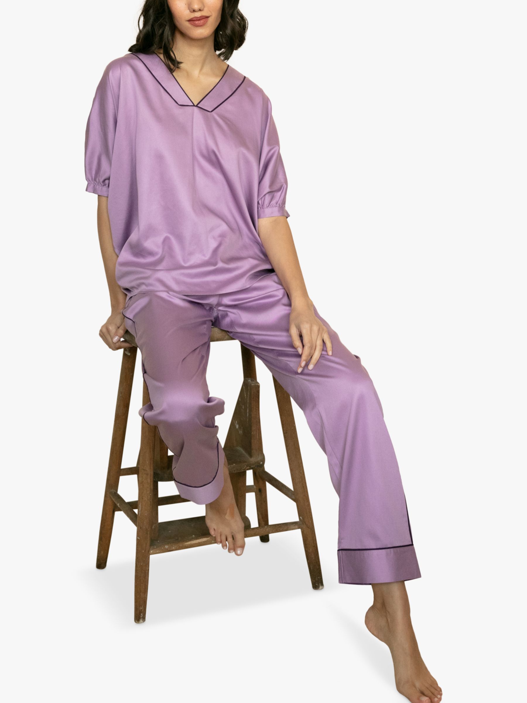 Fable & Eve Silky Pyjama Set, Lilac, 8
