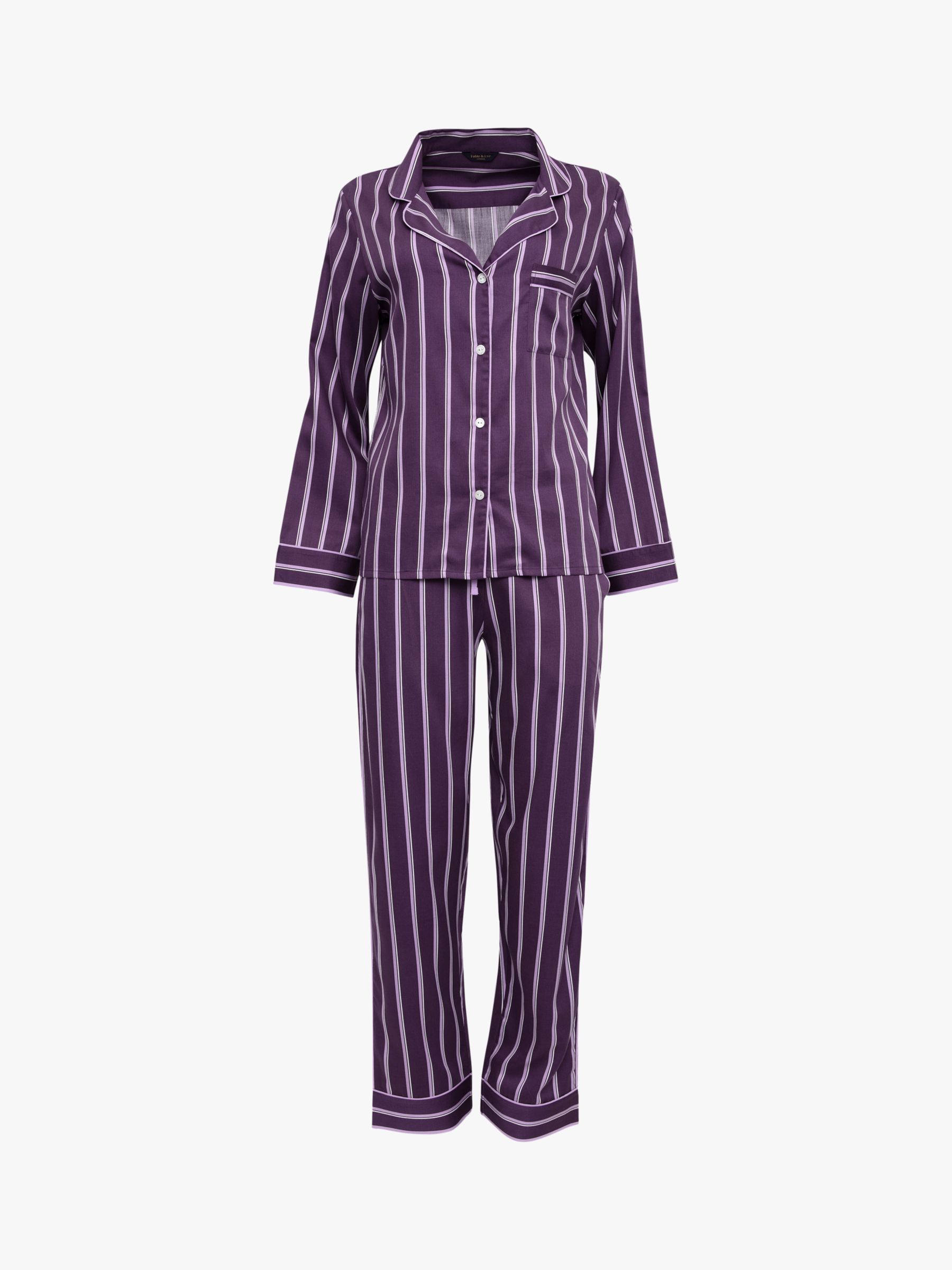 Buy Fable & Eve Stripe Print Pyjama Set, Purple Online at johnlewis.com