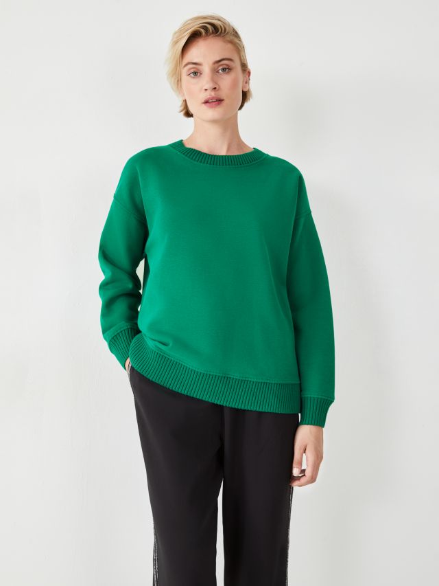 HUSH Isabelle Knitted Trim Sweatshirt, Vibrant Green, XXS