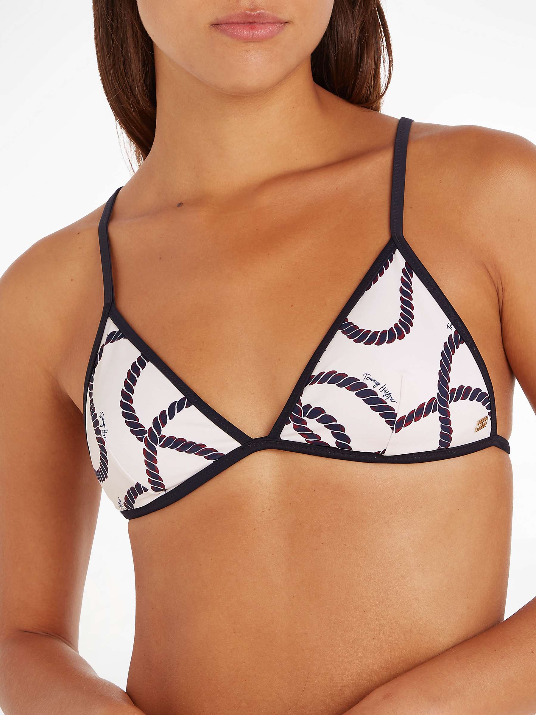 Buy Tommy Hilfiger Rope Print Triangle Bikini Top, White Online at johnlewis.com