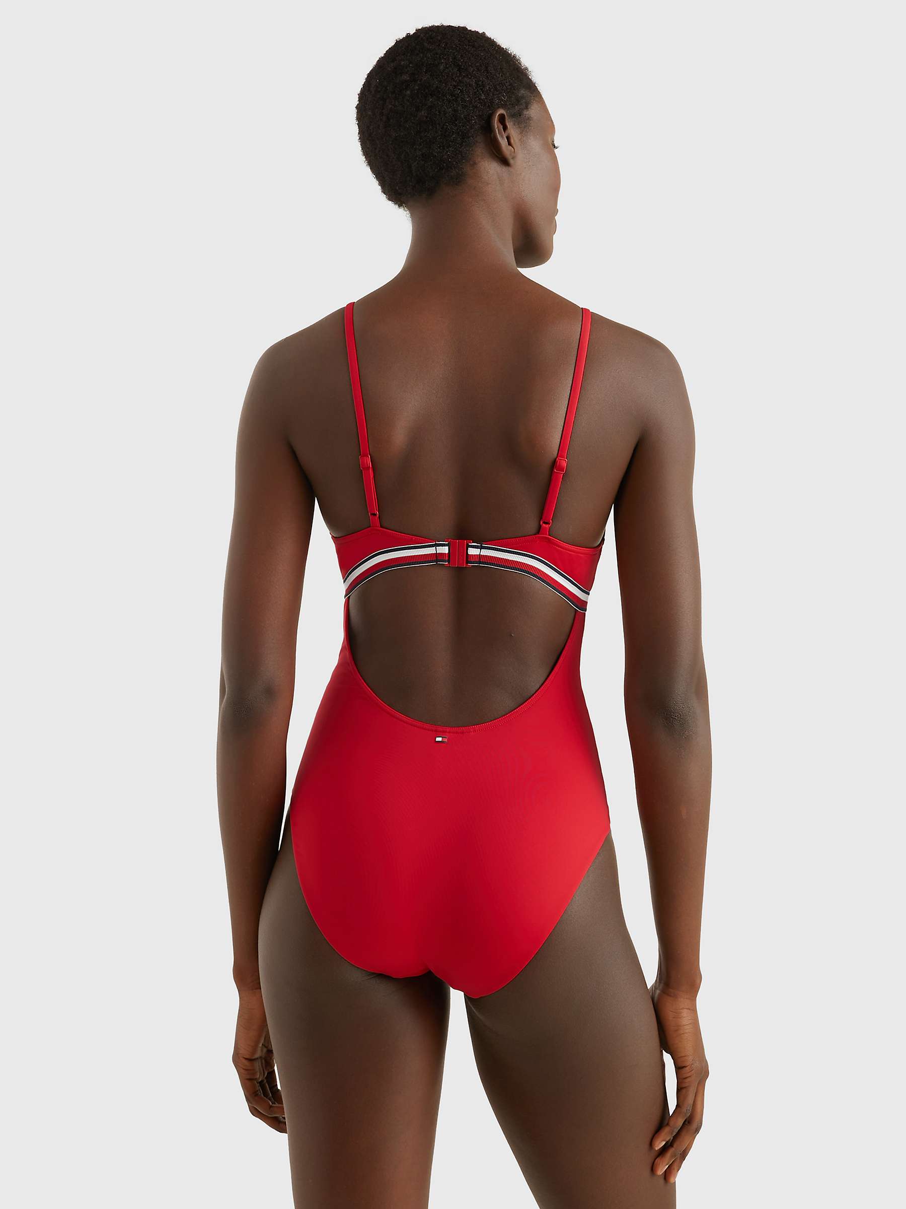 Buy Tommy Hilfiger Plunge Swimsuit, Red Online at johnlewis.com