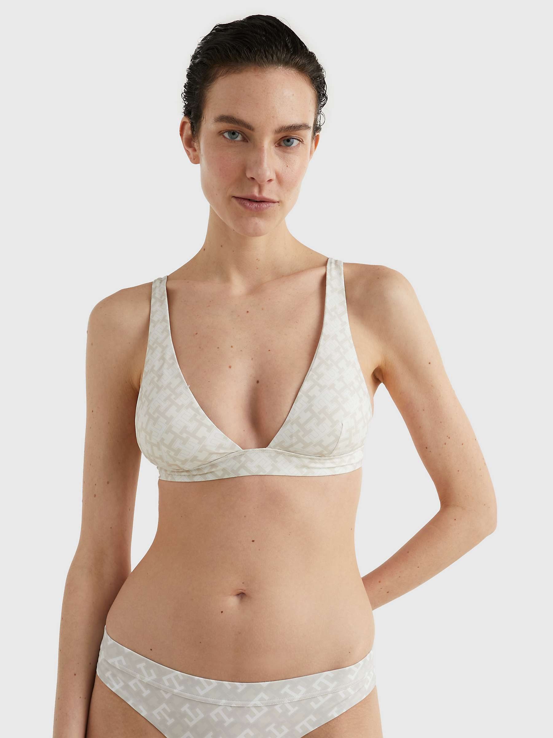 Buy Tommy Hilfiger TH Monogram Triangle Bikini Top, White Online at johnlewis.com