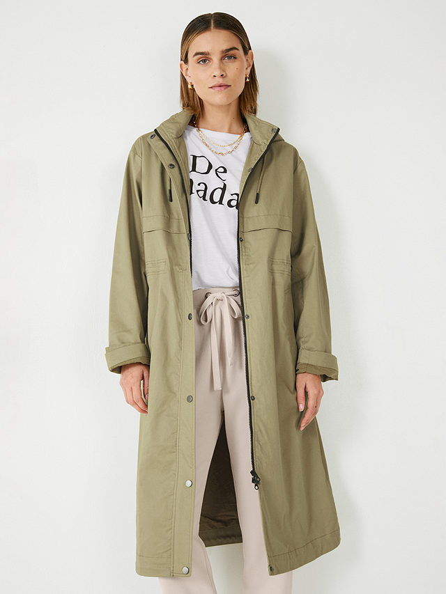 hush Allie Cotton Blend Hooded Parka Coat, Grey/Green, 4
