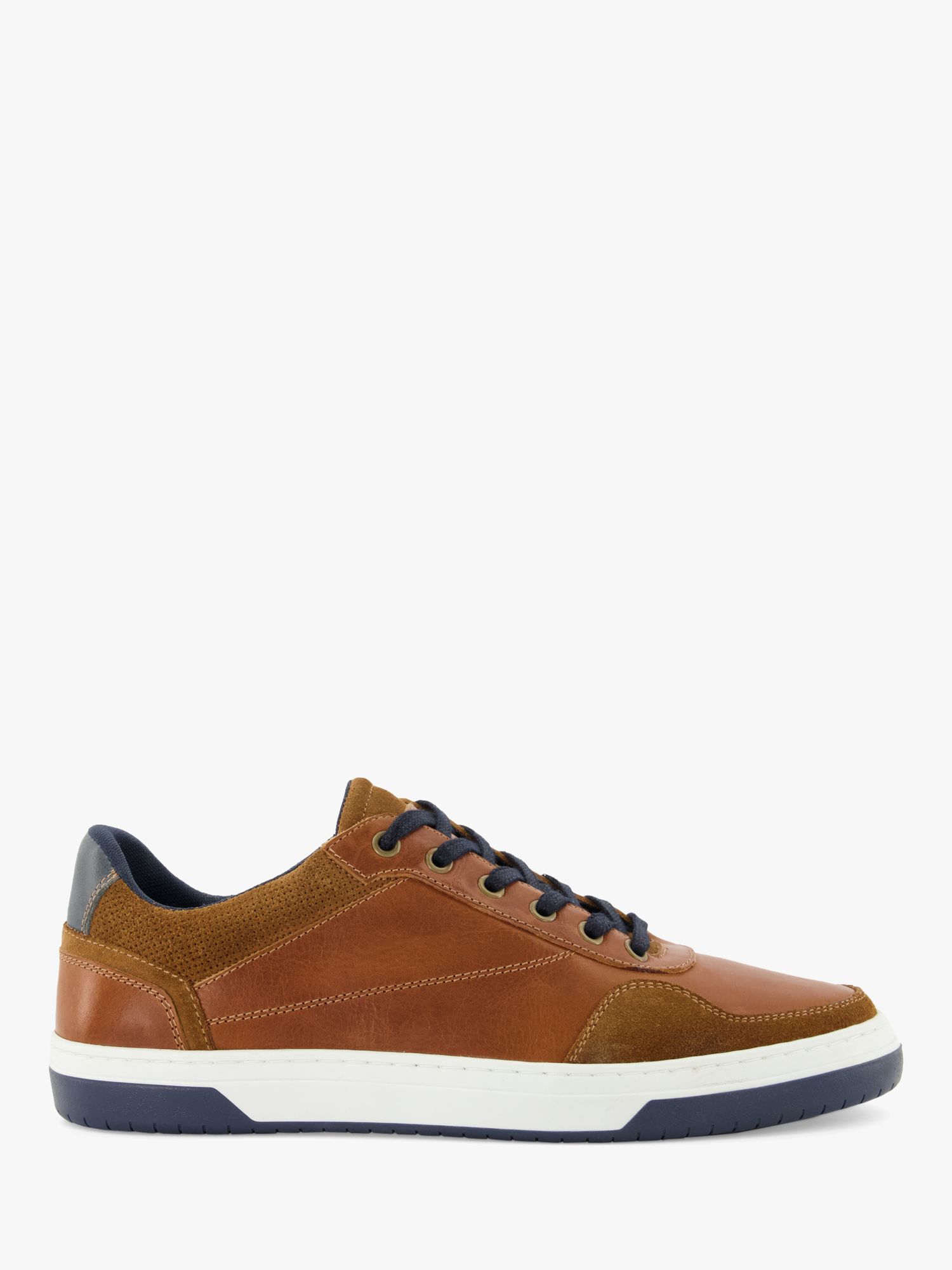 Dune Thorin Leather Lace Up Trainers, Tan, EU40