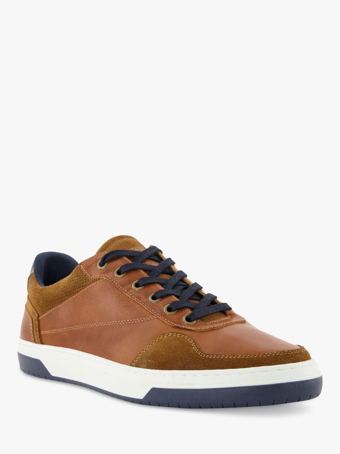 Dune Thorin Leather Lace Up Trainers, Tan, EU40