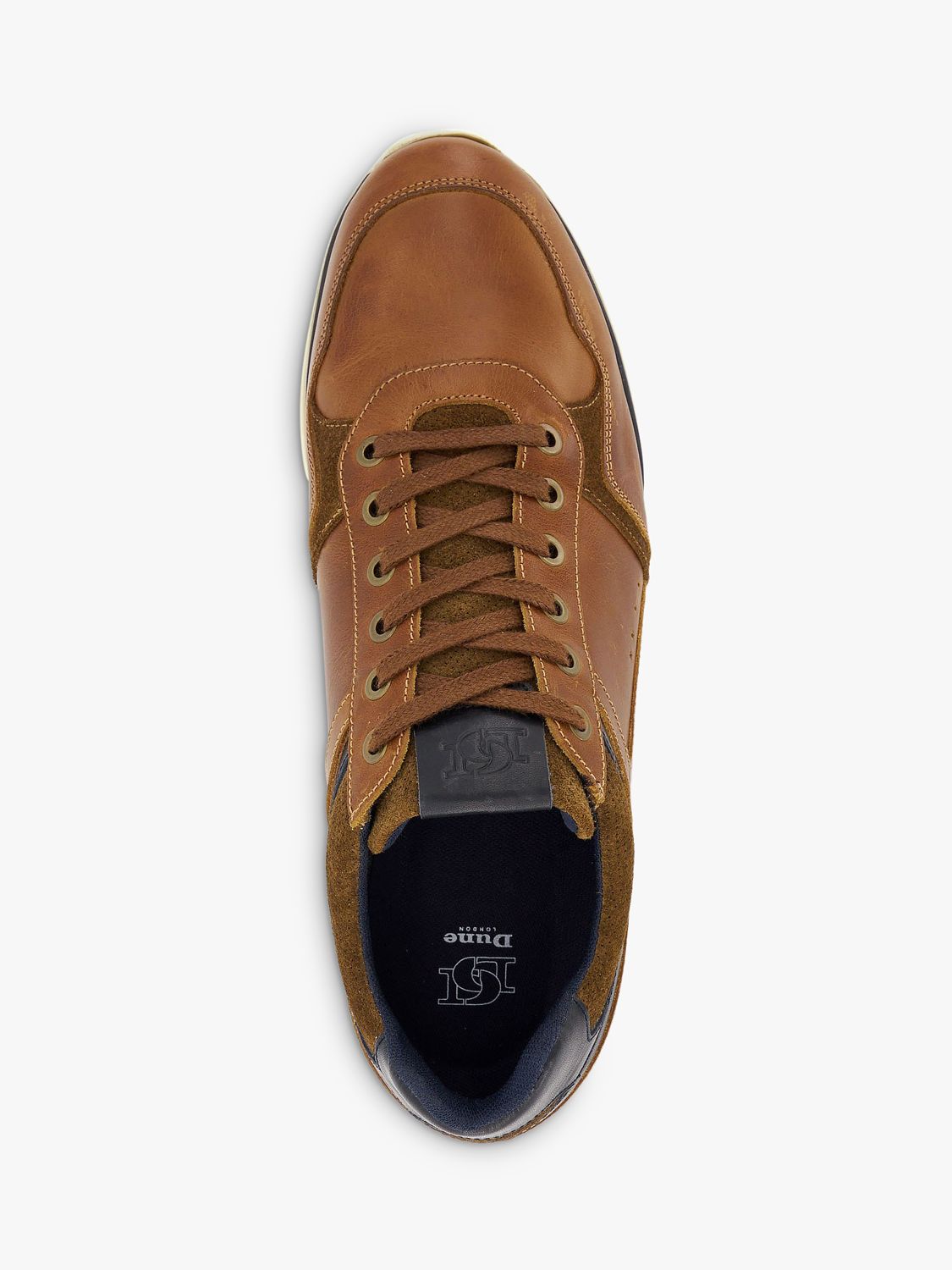 Buy Dune Trended Wide Fit Leather Lace Up Trainers, Tan Online at johnlewis.com