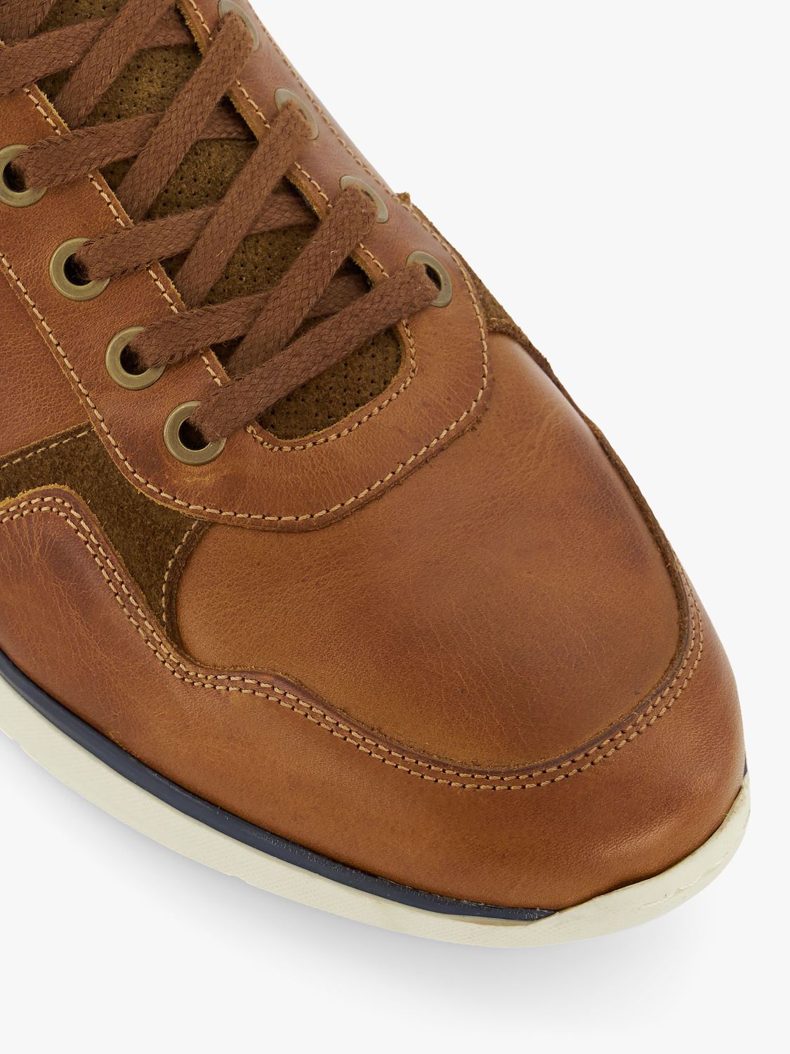 Buy Dune Trended Wide Fit Leather Lace Up Trainers, Tan Online at johnlewis.com
