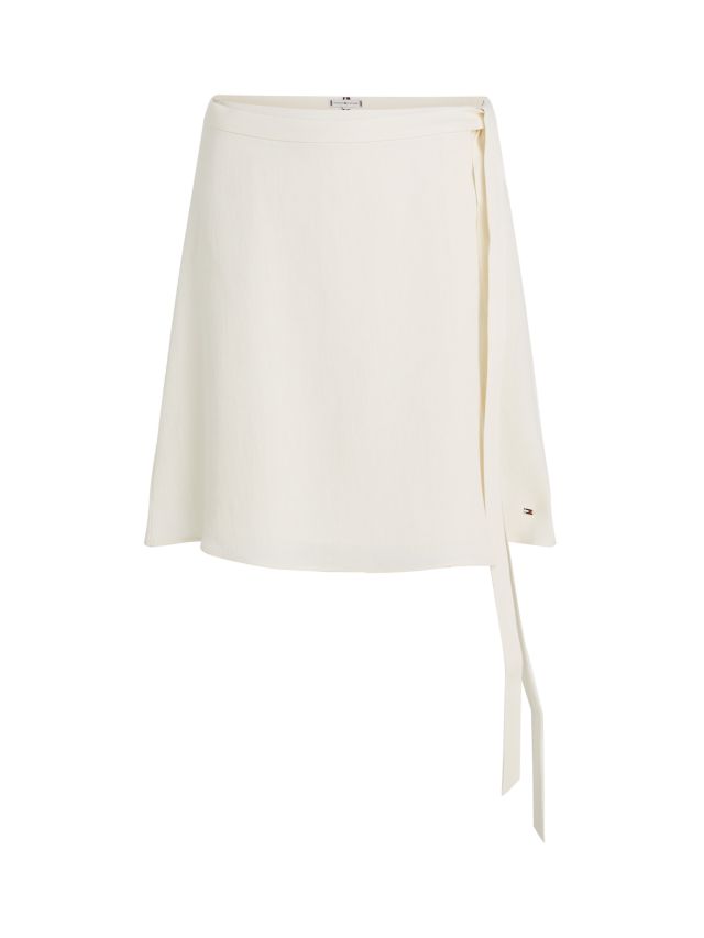 Tommy Hilfiger Linen Short Wrap Skirt, 4 Ecru
