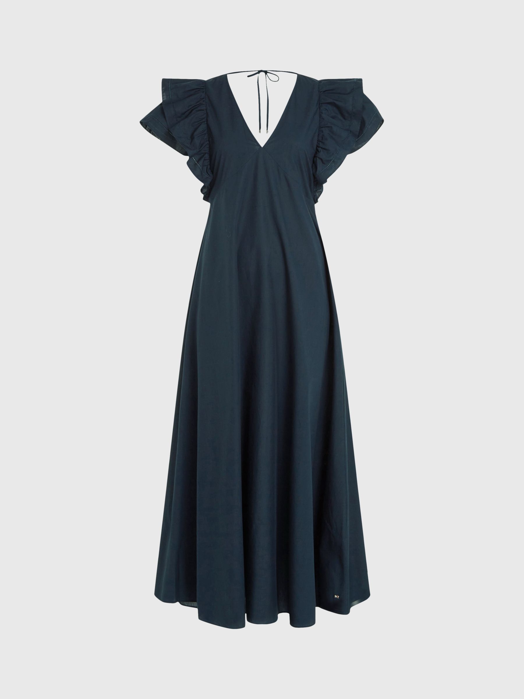 Tommy Hilfiger Sateen Frill Dresses, Navy at John Lewis & Partners