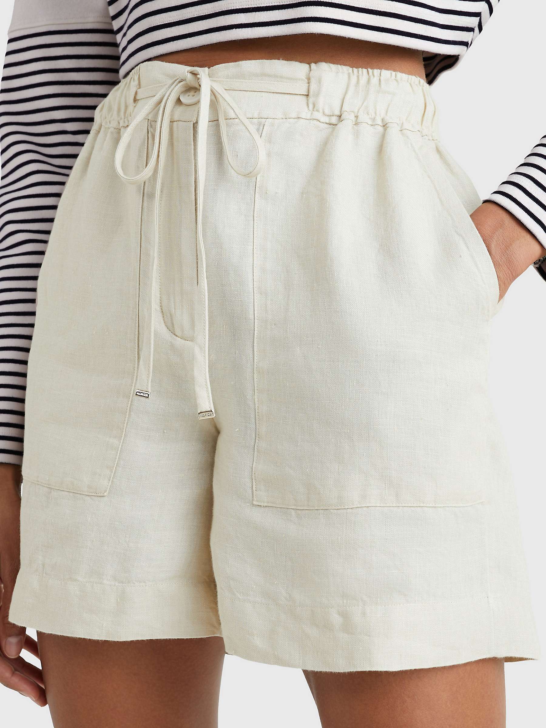 Tommy Hilfiger Linen Shorts, Light Sandalwood at John Lewis & Partners