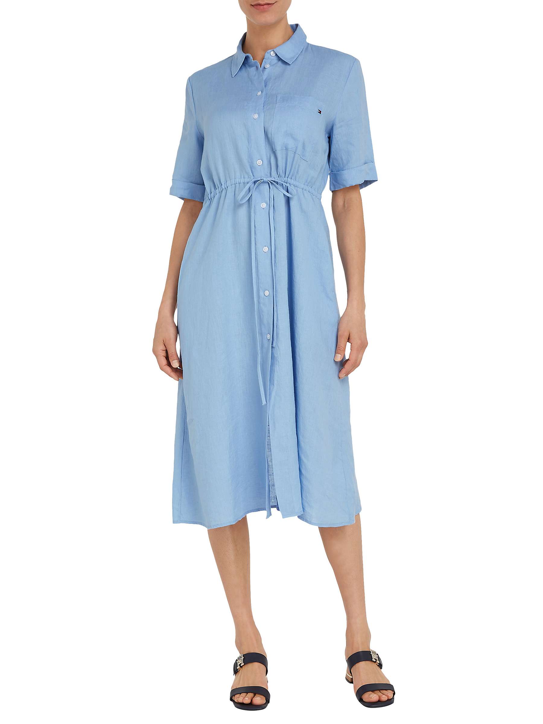 Buy Tommy Hilfiger Shirt Elbow Length Sleeve Linen Dress, Vessel Blue Online at johnlewis.com