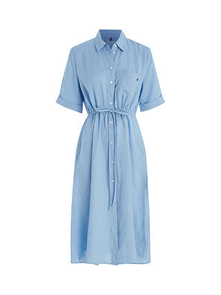 Tommy Hilfiger Shirt Elbow Length Sleeve Linen Dress, Vessel Blue