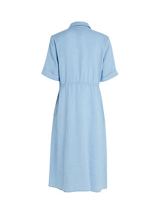 Tommy Hilfiger Shirt Elbow Length Sleeve Linen Dress, Vessel Blue