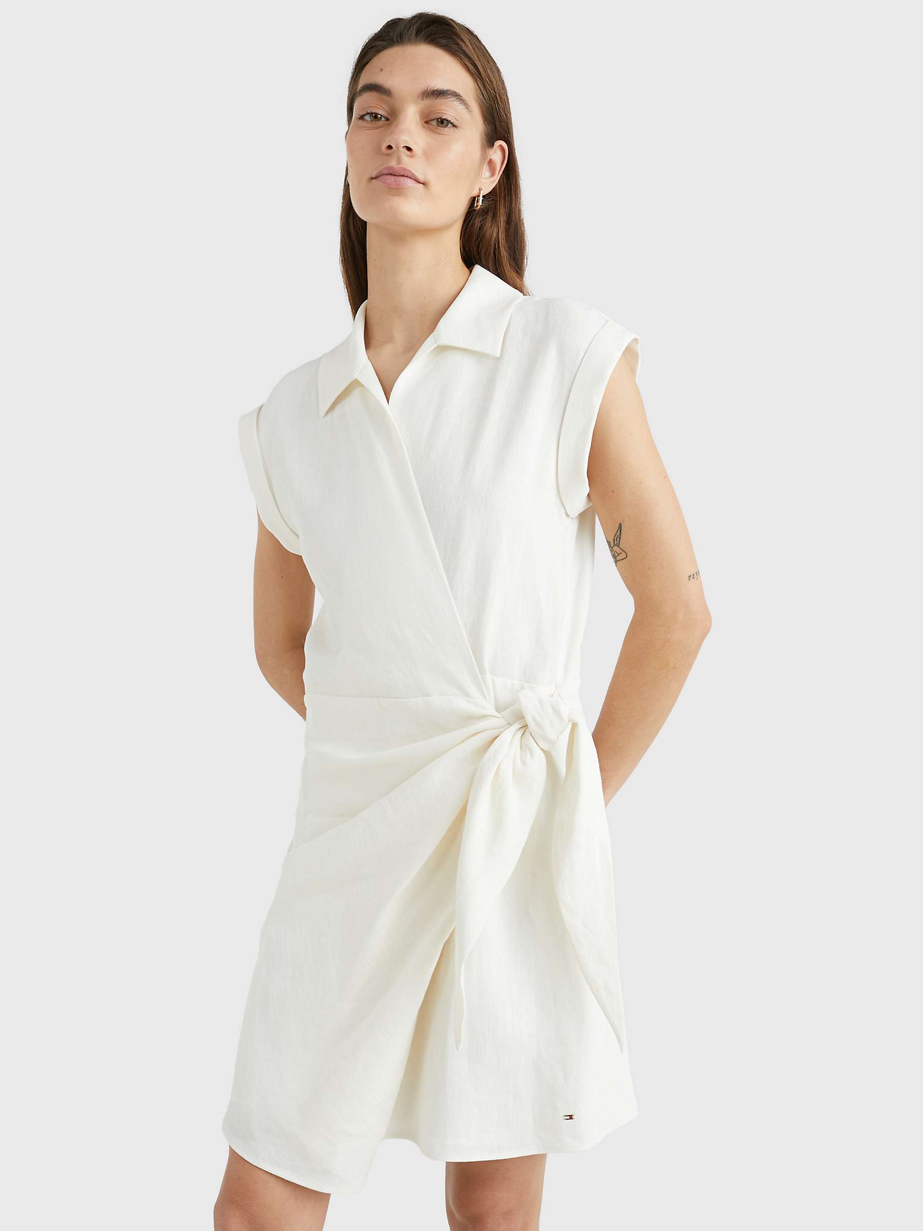 Buy Tommy Hilfiger Linen Blend Wrap Dress, Ecru Online at johnlewis.com