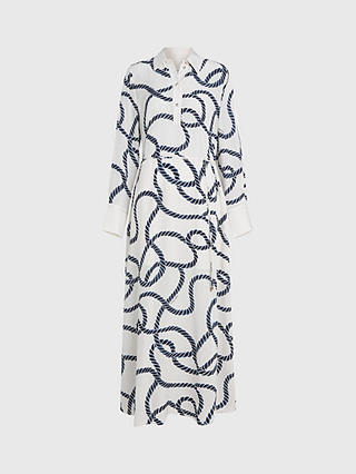 Tommy Hilfiger Rope Print Maxi Dress, White/Navy