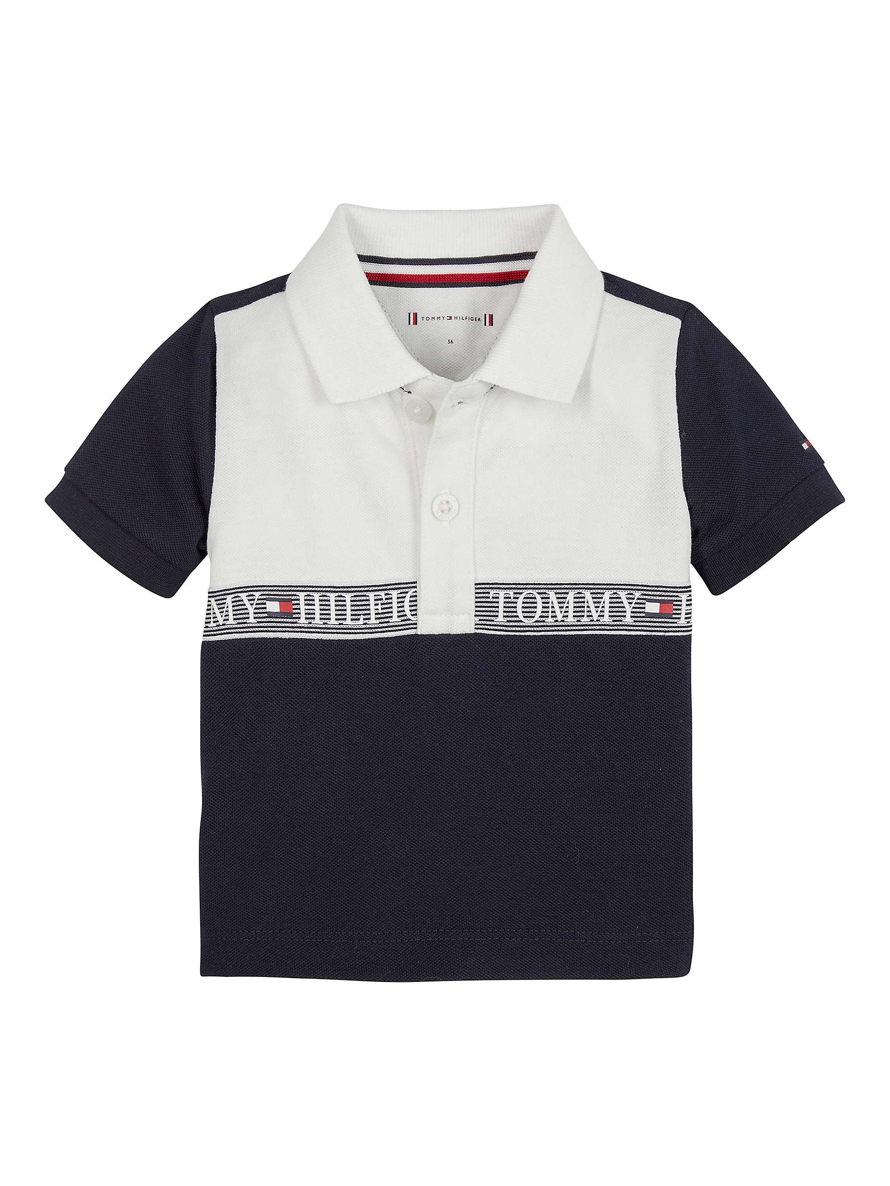 Tommy Hilfiger Baby Tape Logo Polo Shirt, Desert Sky at John Lewis ...