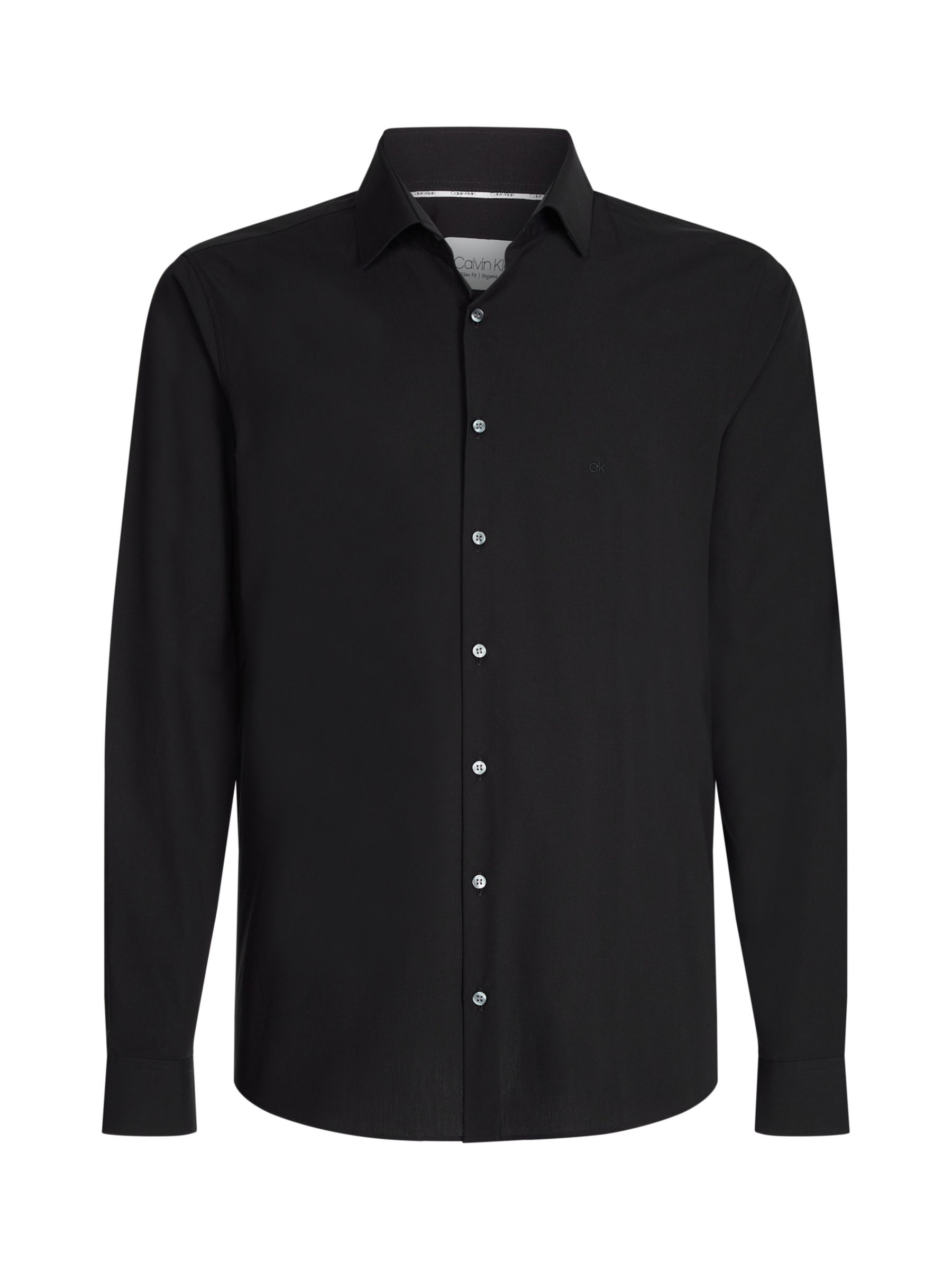 Calvin Klein Cotton Poplin Slim Fit Shirt, Black at John Lewis & Partners