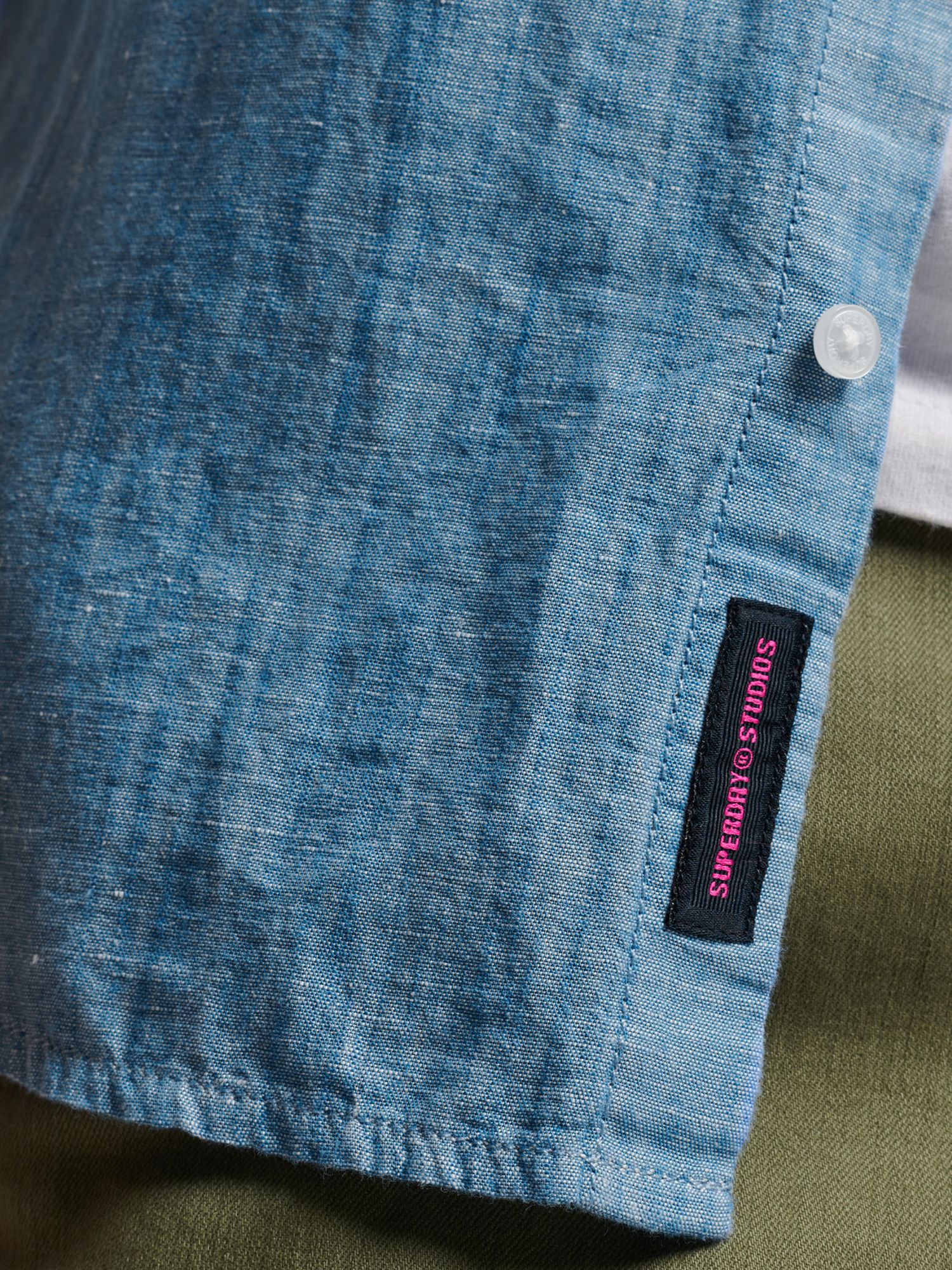 Superdry Studios Linen and Organic Cotton Blend Shirt, Blue Bonnet, S